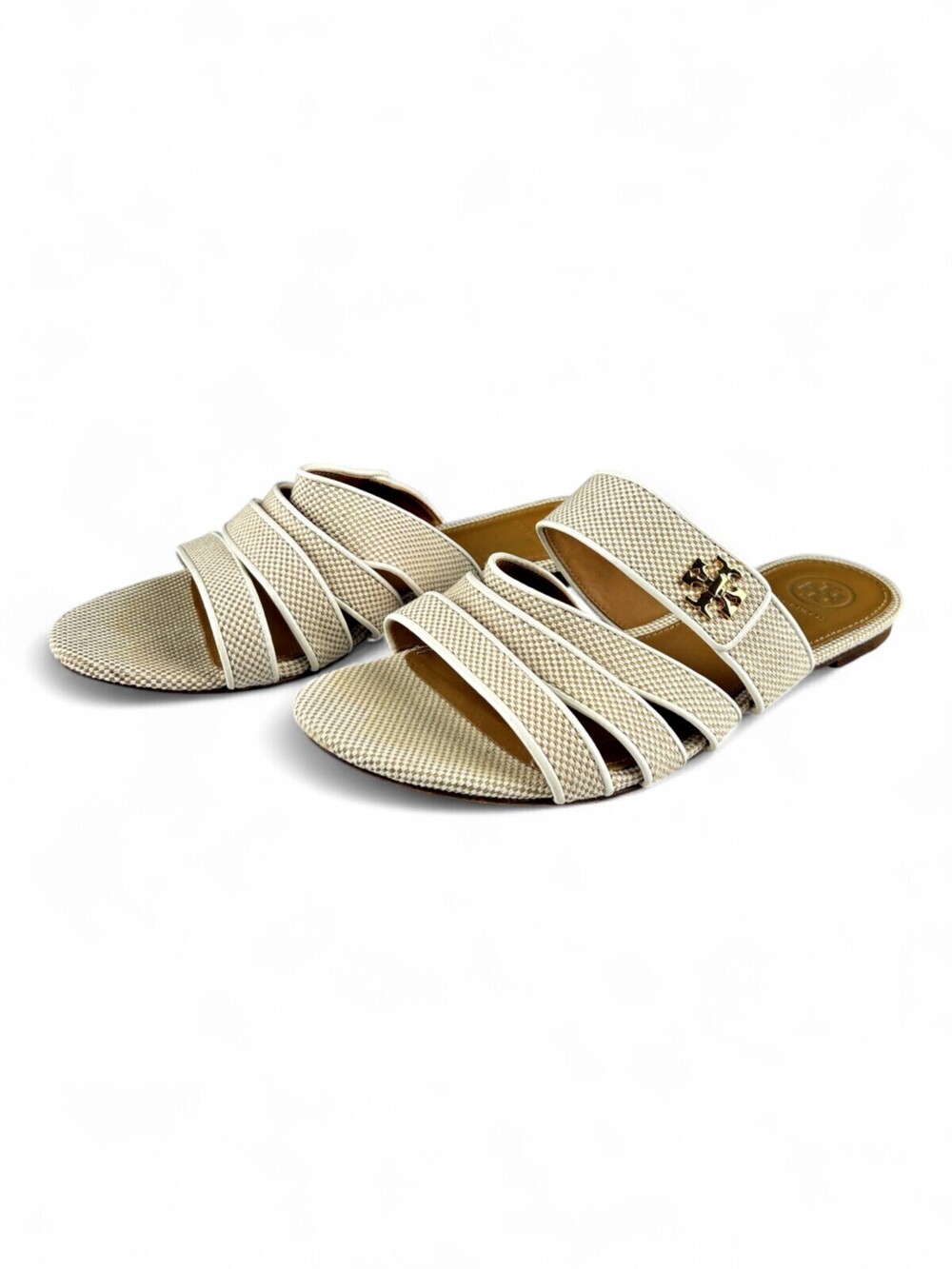 Tory Burch Ivory Leather Multi-Strap Slide Sandals Sz 8